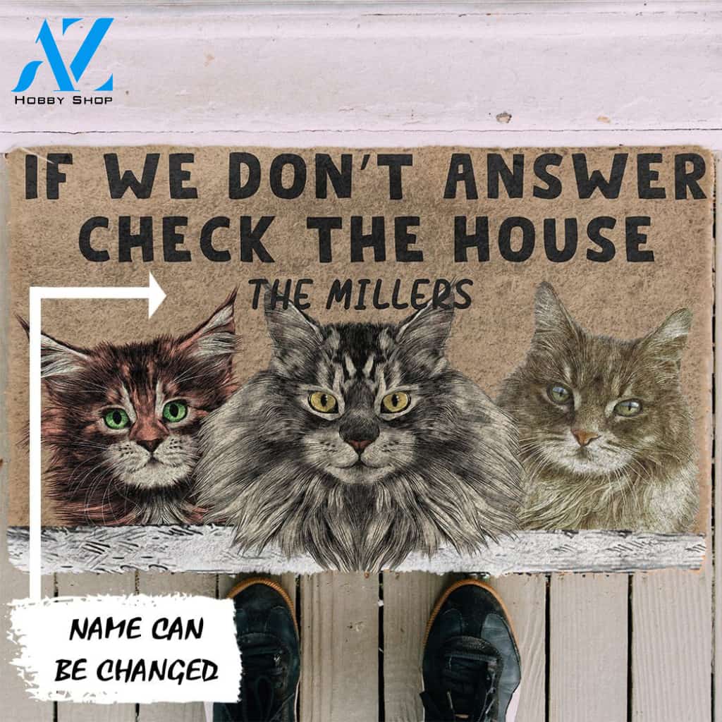 3D Check The Maine Coon House Custom Name Doormat | Welcome Mat | House Warming Gift