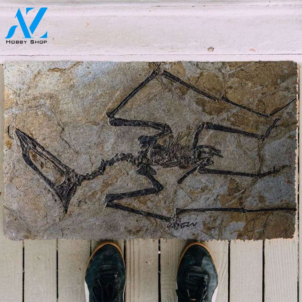 3D Flying Dinosaur Fossil Funny Indoor And Outdoor Doormat Gift For Archeology Lovers Birthday Gift Decor Warm House Gift Welcome Mat