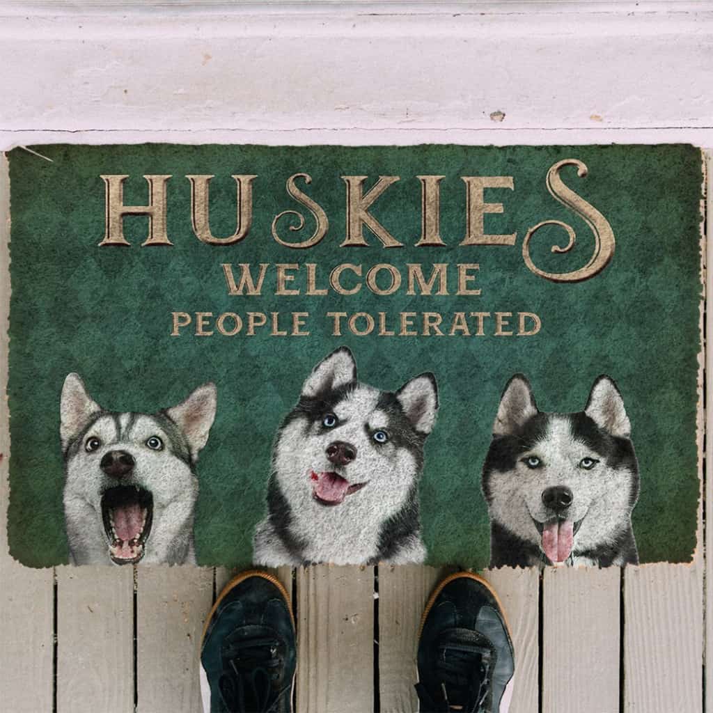 3D Huskies Welcome People Tolerated Doormat
