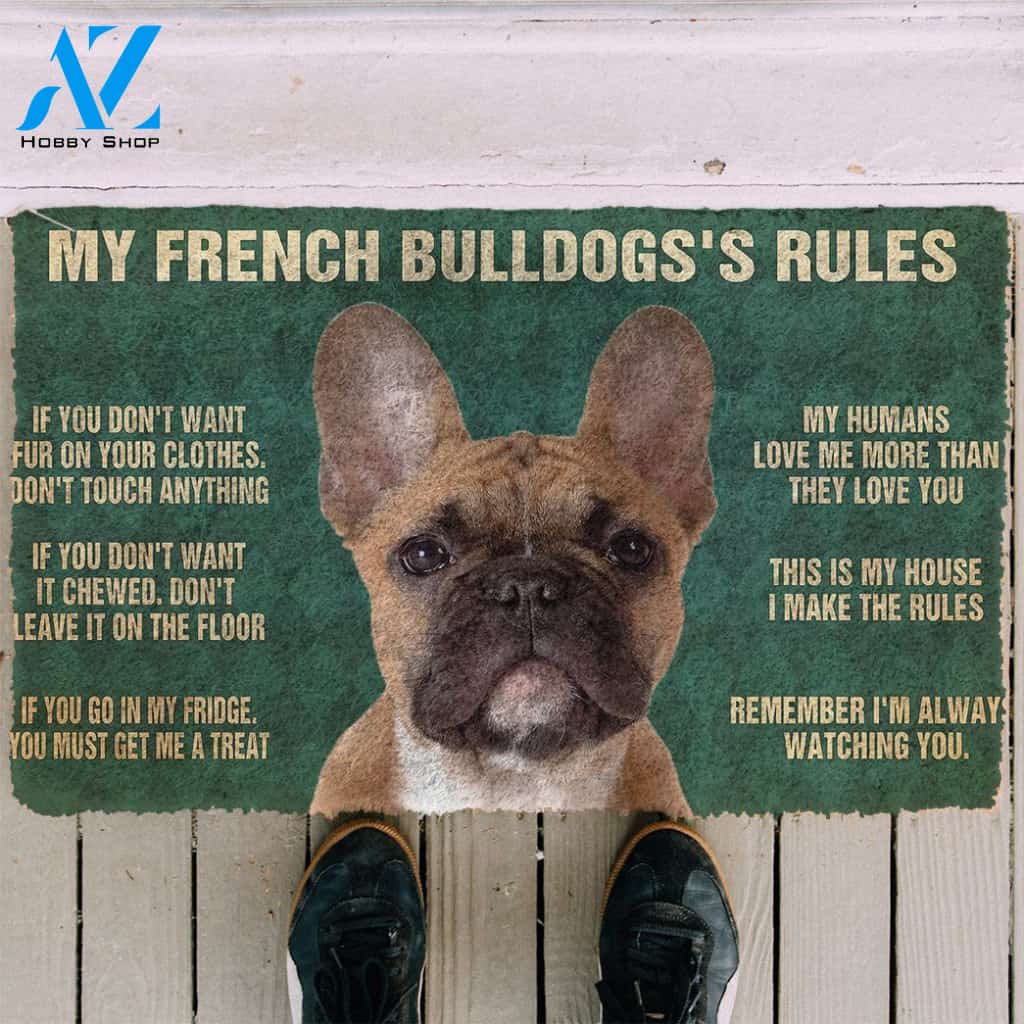 3D My French Bulldog's Rules Doormat | Welcome Mat | House Warming Gift