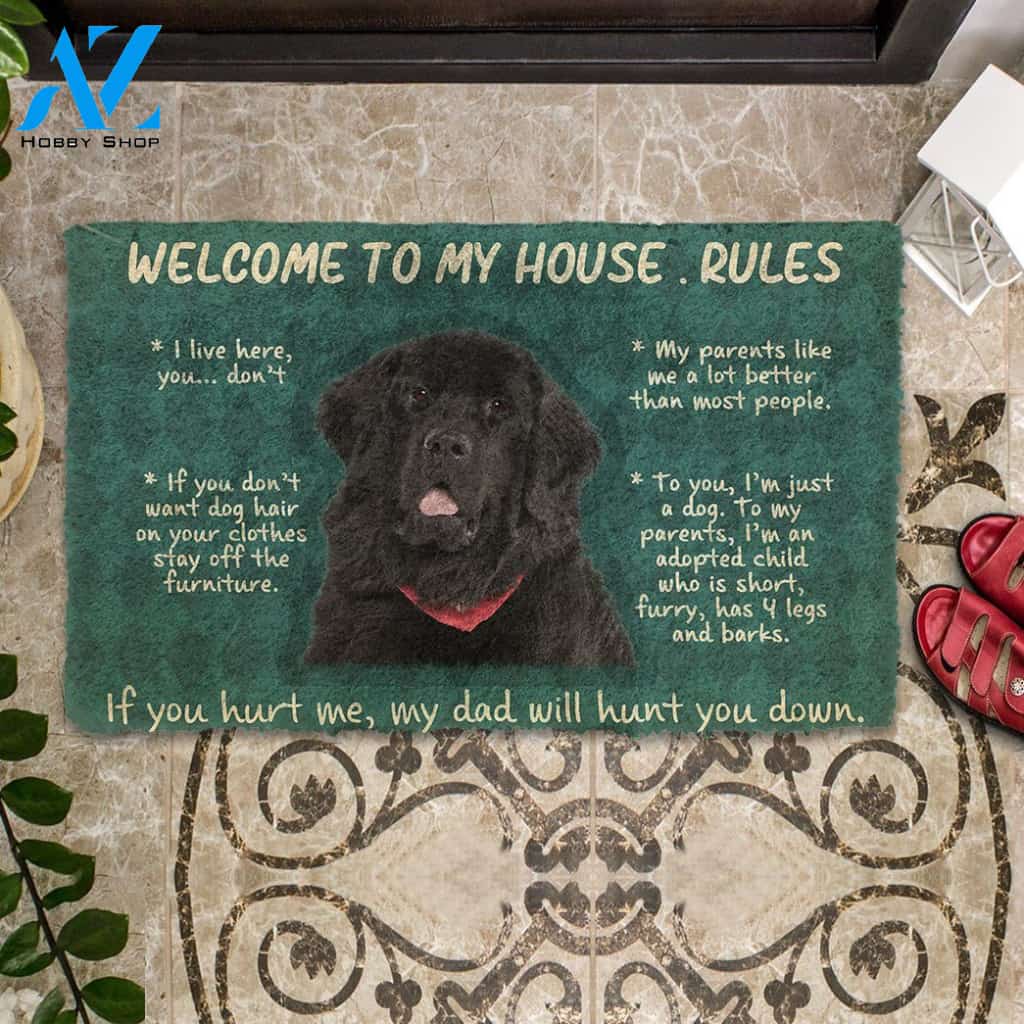 3D Newfoundland Welcome To My House Rules Custom Doormat | Welcome Mat | House Warming Gift