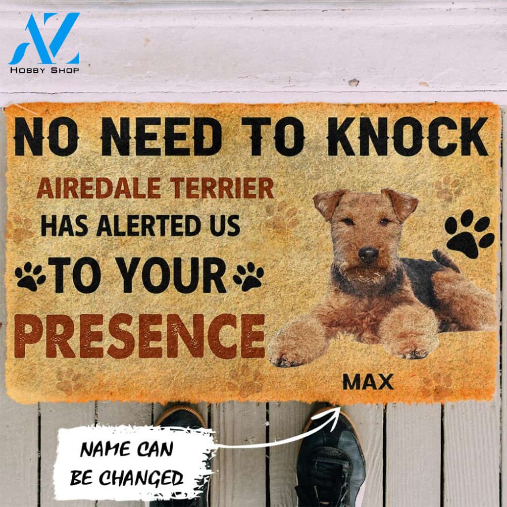 3D No Need To Knock Airedale Terrier Dog Custom Name Doormat | Welcome Mat | House Warming Gift