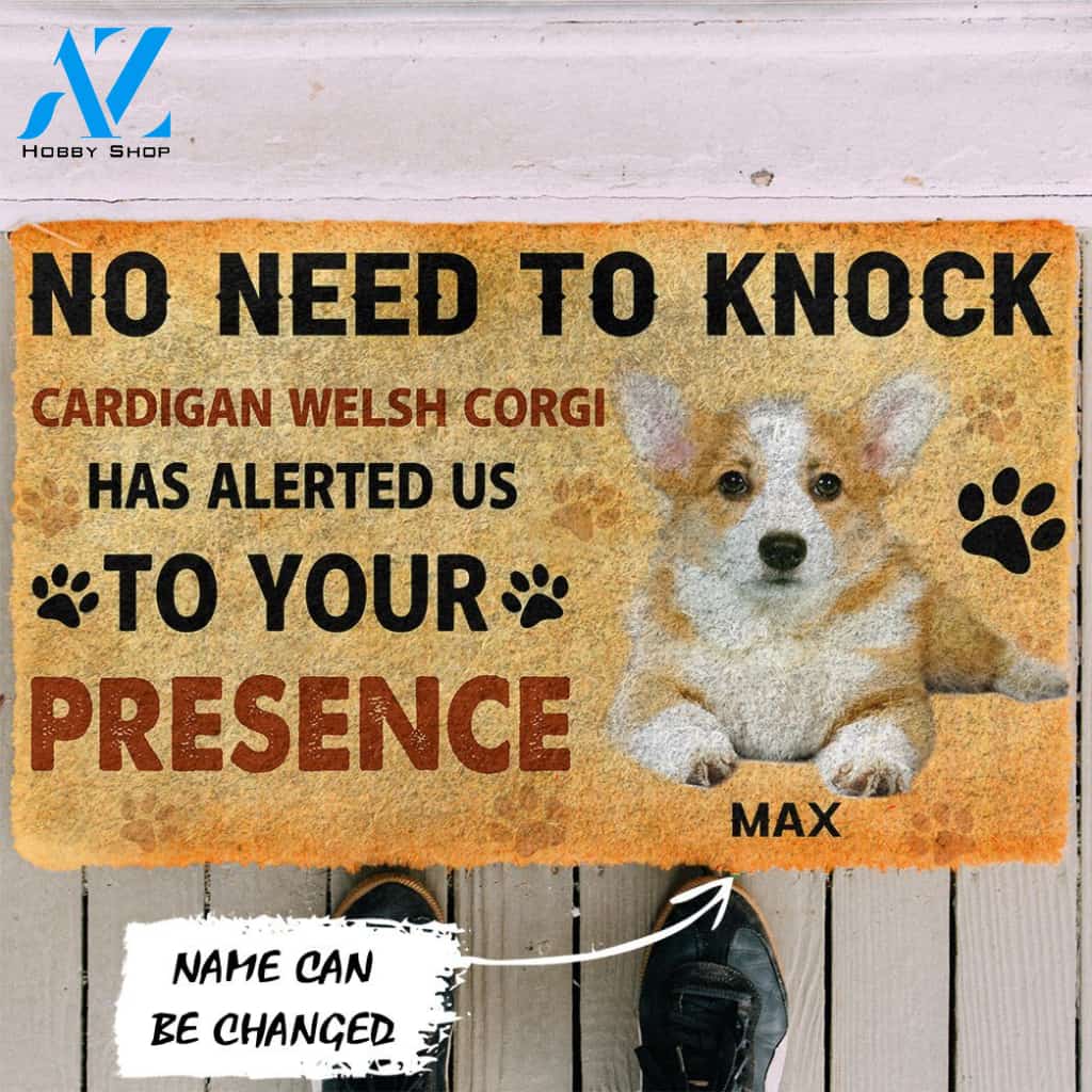 3D No Need To Knock Cardigan Welsh Corgi Dogs Custom Name Doormat | Welcome Mat | House Warming Gift