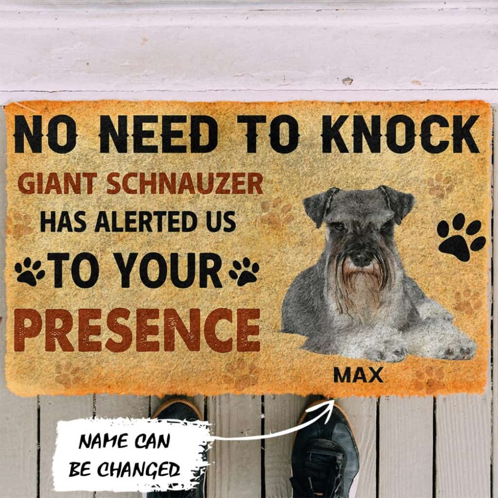 3D No Need To Knock Giant Schnauzer Dog Custom Name Doormat