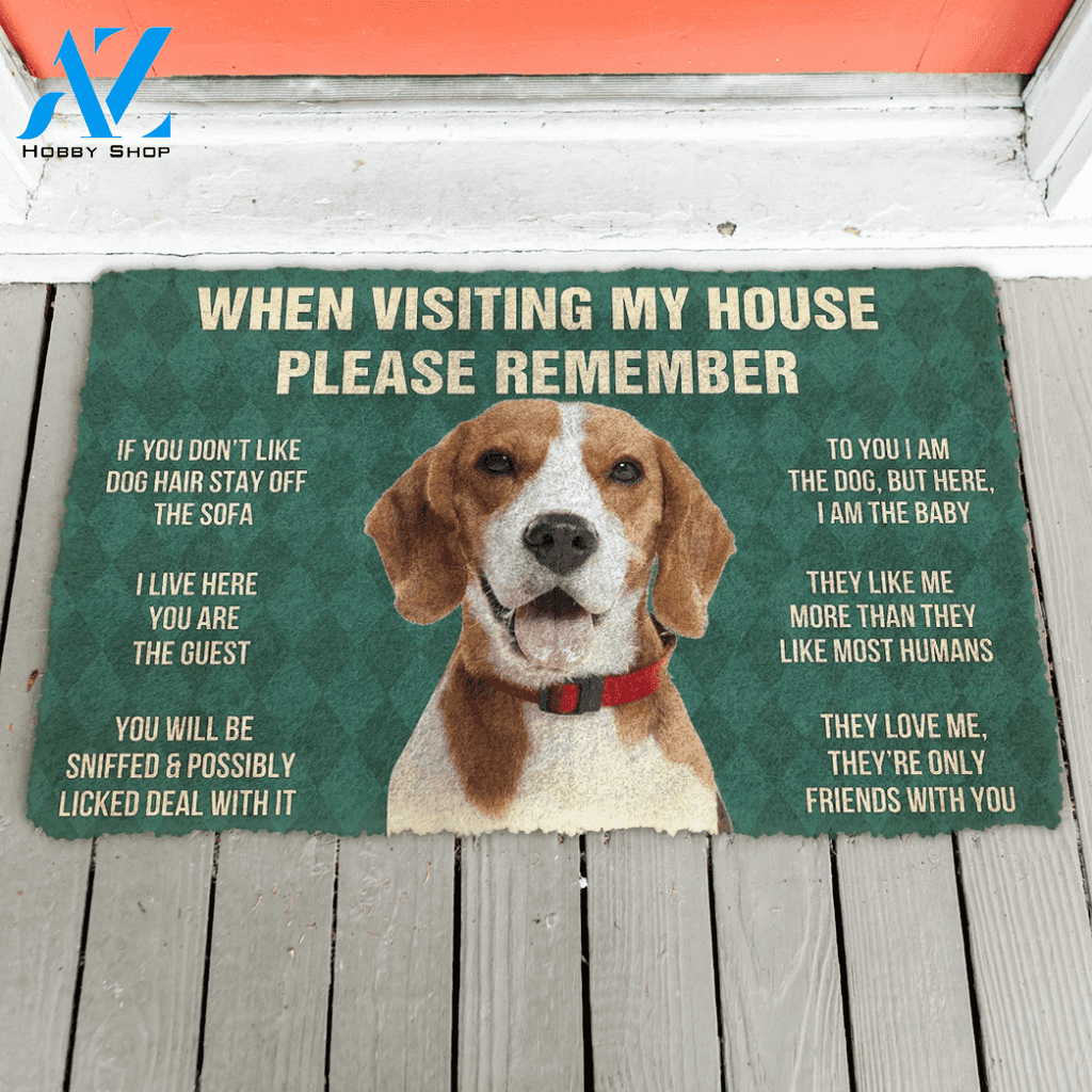 3D Please Remember Beagle Dog's House Rules Doormat
