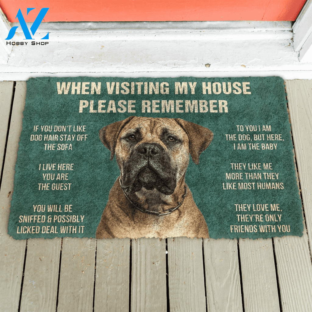 3D Please Remember Bullmastiff Dog's House Rules Doormat