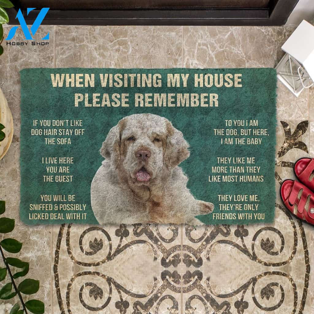 3D Please Remember Clumber Spaniel House Rules Custom Doormat | Welcome Mat | House Warming Gift