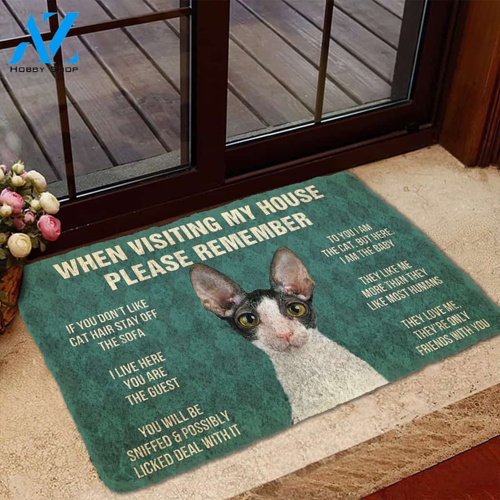 3D Please Remember Cornish Rex Cats House Rules Custom Doormat | Welcome Mat | House Warming Gift