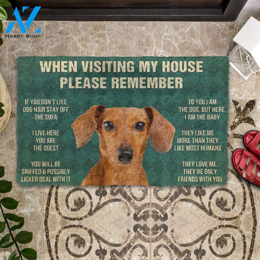 3D Please Remember Dachshund House Rules Custom Doormat | Welcome Mat | House Warming Gift