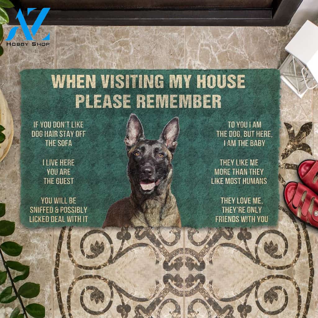 3D Please Remember Dutch Shepherd Dogs House Rules Custom Doormat | Welcome Mat | House Warming Gift