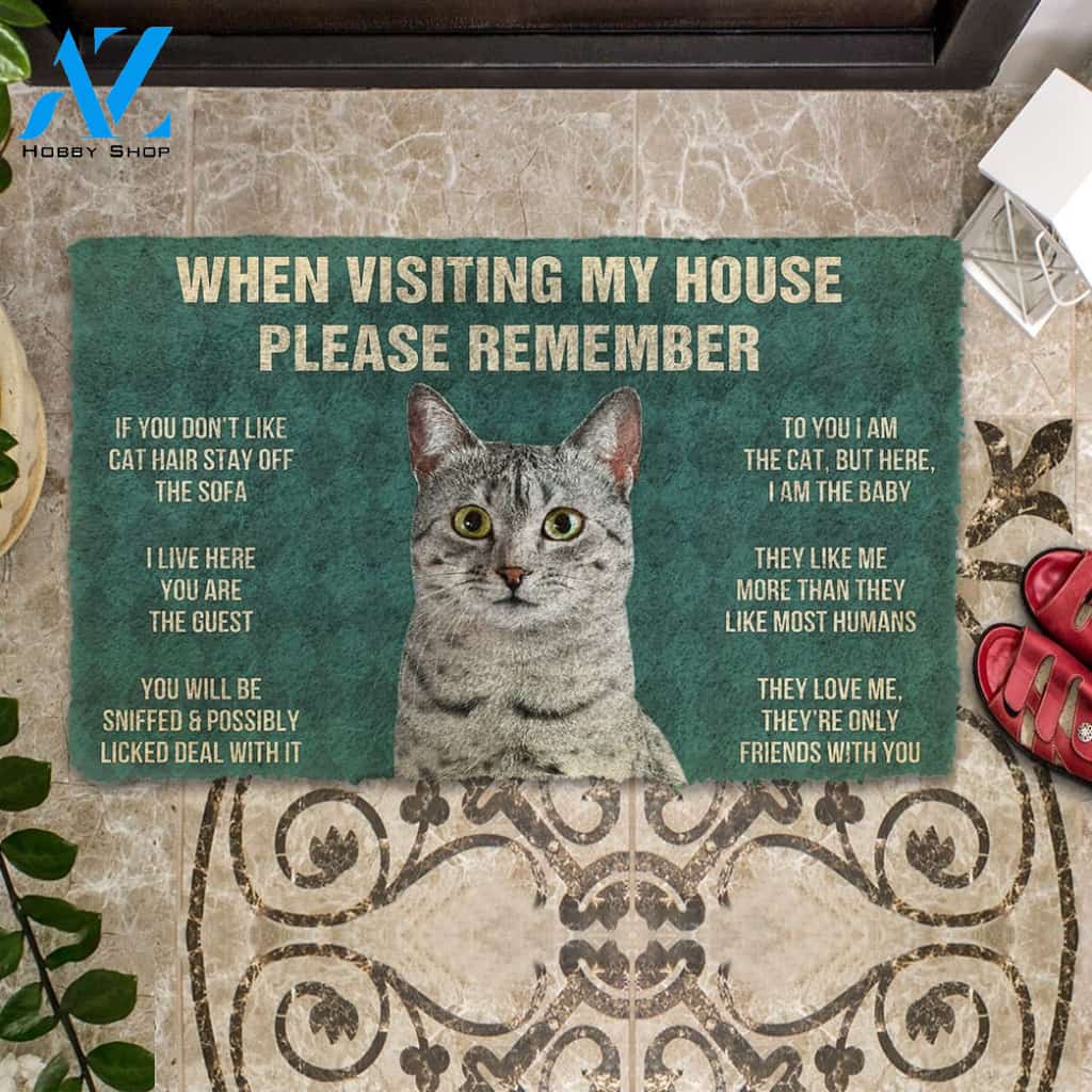 3D Please Remember Egyptian Mau Cats House Rules Custom Doormat | Welcome Mat | House Warming Gift