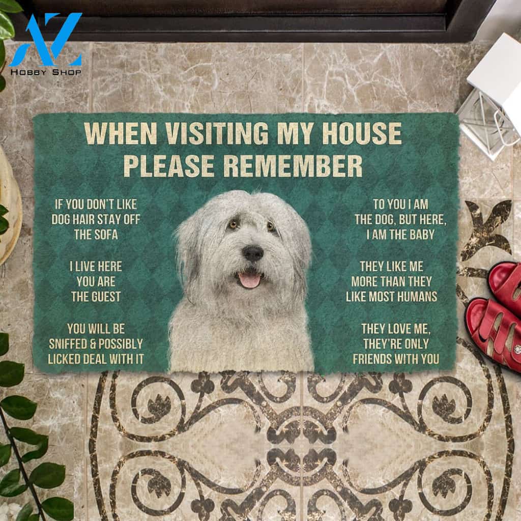 3D Please Remember English Sheepdog House Rules Custom Doormat | Welcome Mat | House Warming Gift