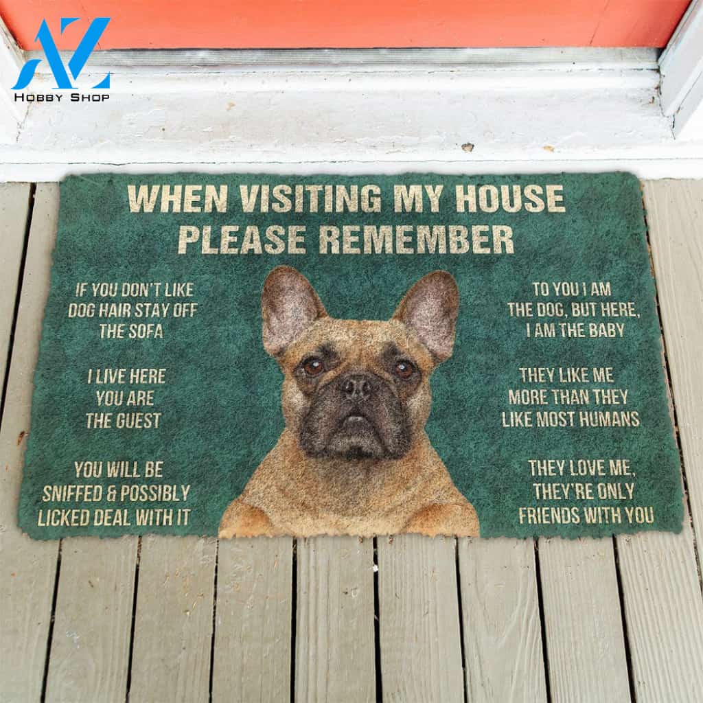 3D Please Remember French Bulldog Dog's House Rules Doormat | Welcome Mat | House Warming Gift