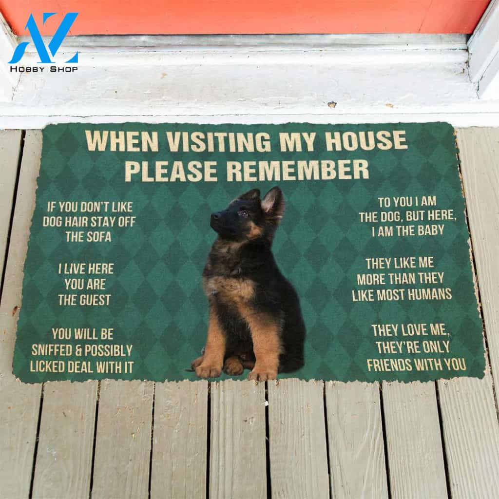 3D Please Remember German Shepherd Puppy Dogs House Rules Custom Doormat | Welcome Mat | House Warming Gift