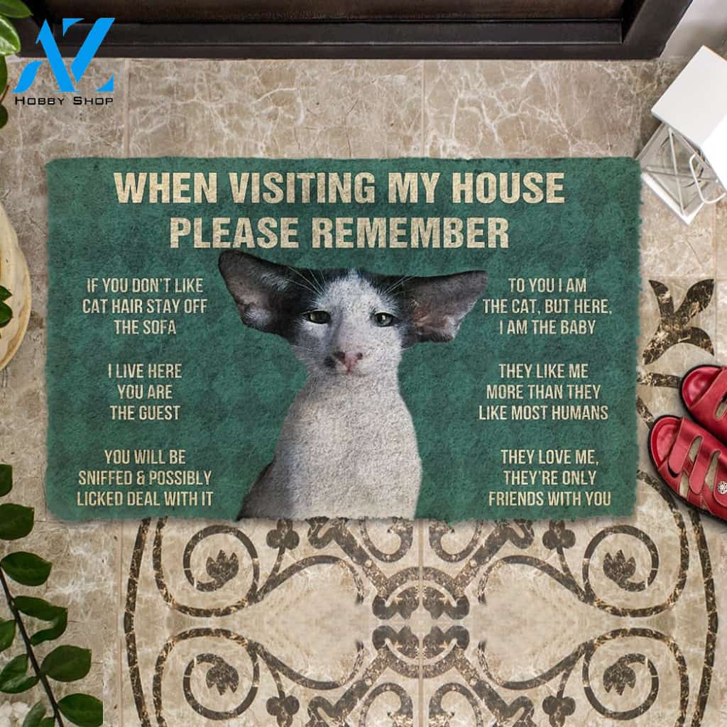 3D Please Remember Oriental Shorthair Cats House Rules Custom Doormat | Welcome Mat | House Warming Gift