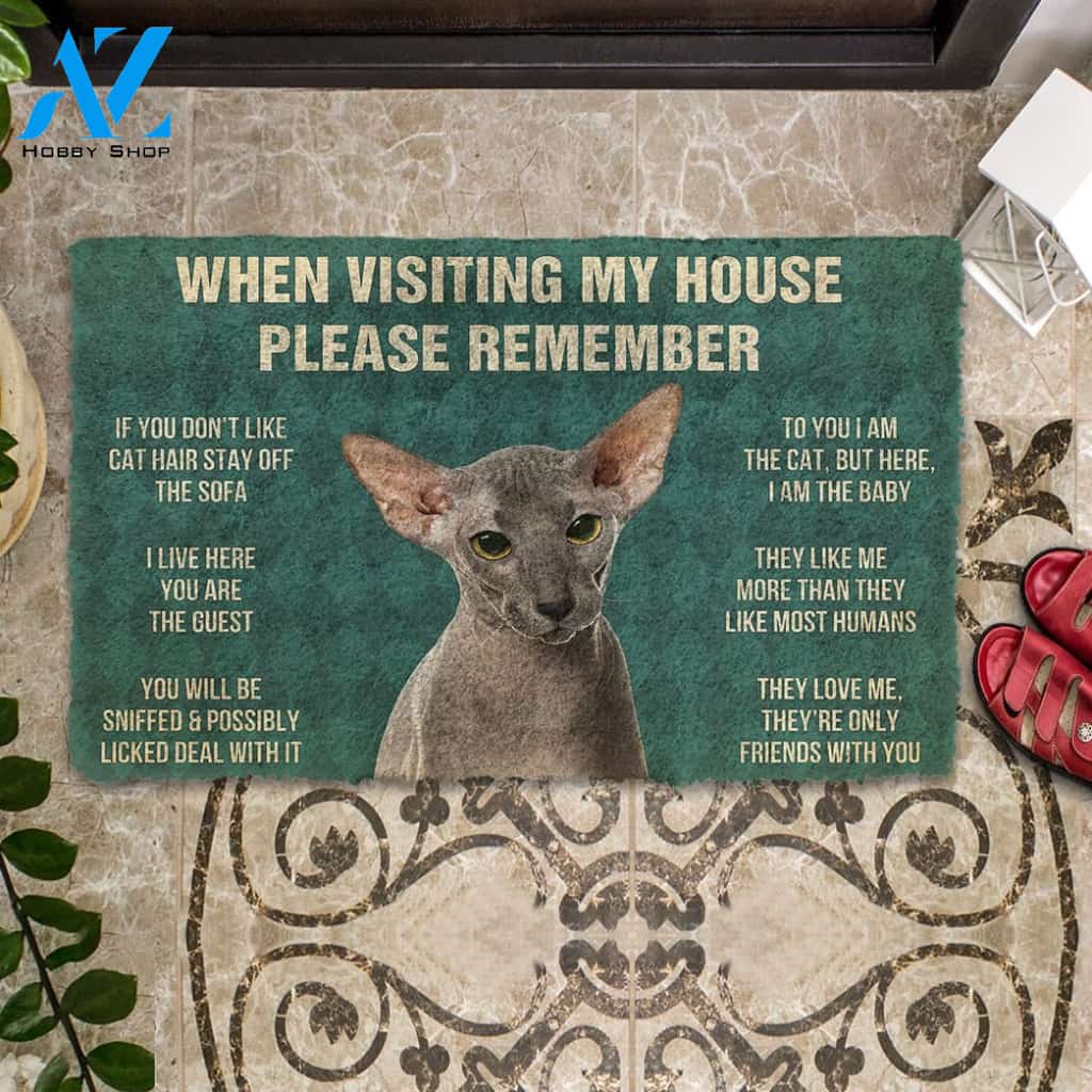 3D Please Remember Peterbald Cats House Rules Custom Doormat | Welcome Mat | House Warming Gift