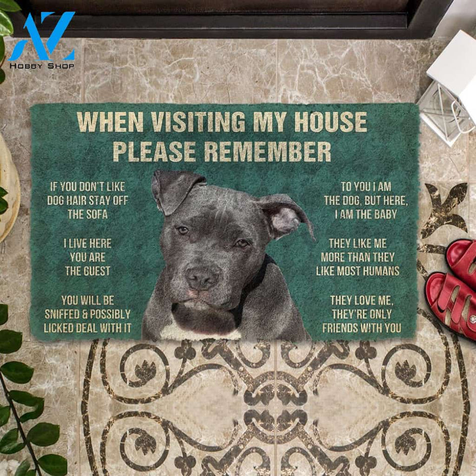 3D Please Remember Pitbull House Rules Custom Doormat | Welcome Mat | House Warming Gift