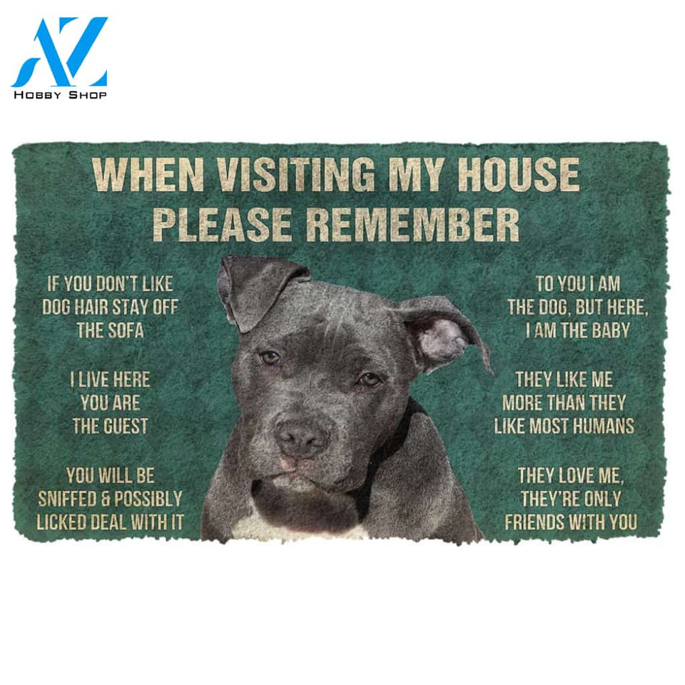 3D Please Remember Pitbull House Rules Custom Doormat | Welcome Mat | House Warming Gift