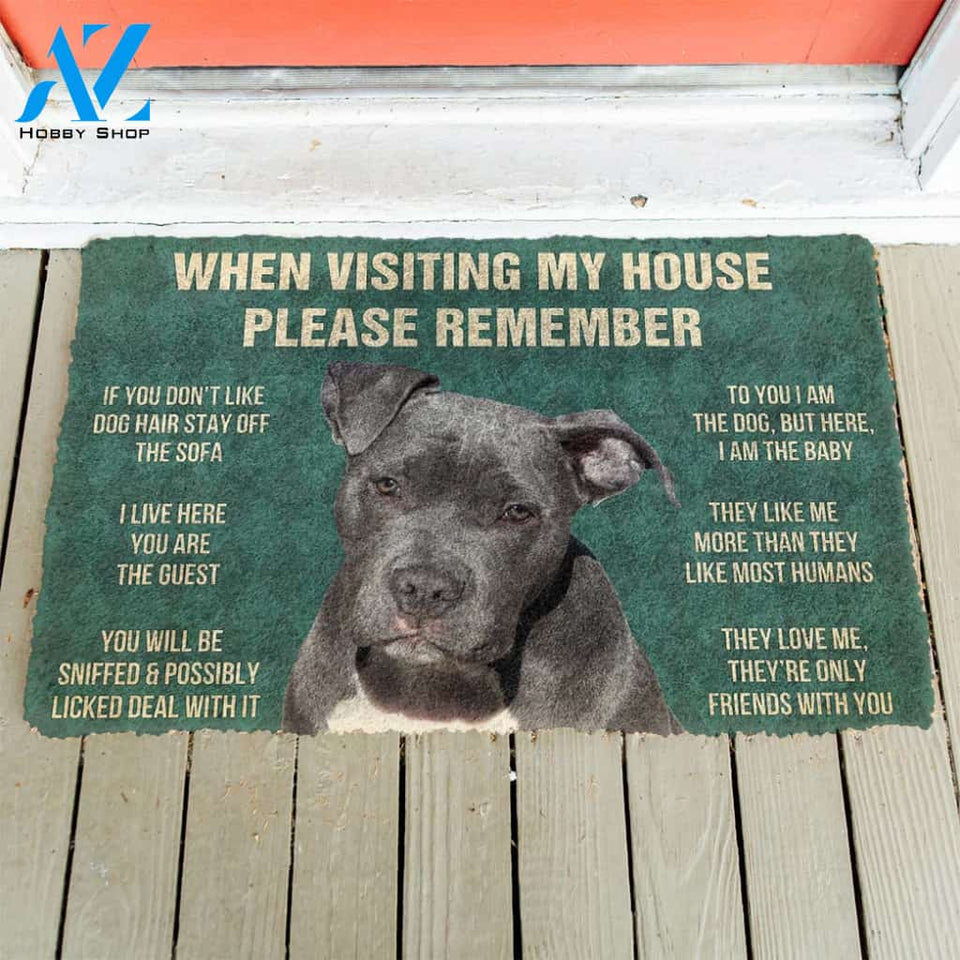3D Please Remember Pitbull House Rules Custom Doormat | Welcome Mat | House Warming Gift