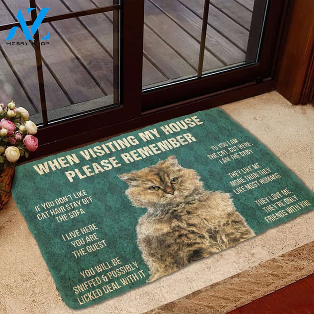 3D Please Remember Selkirk Rex Cat House Rules Custom Doormat | Welcome Mat | House Warming Gift