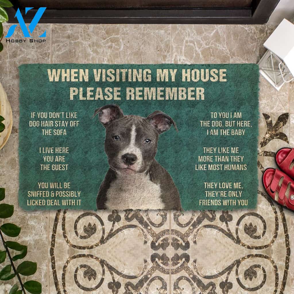 3D Please Remember Staffordshire Bull Terrier House Rules Custom Doormat | Welcome Mat | House Warming Gift