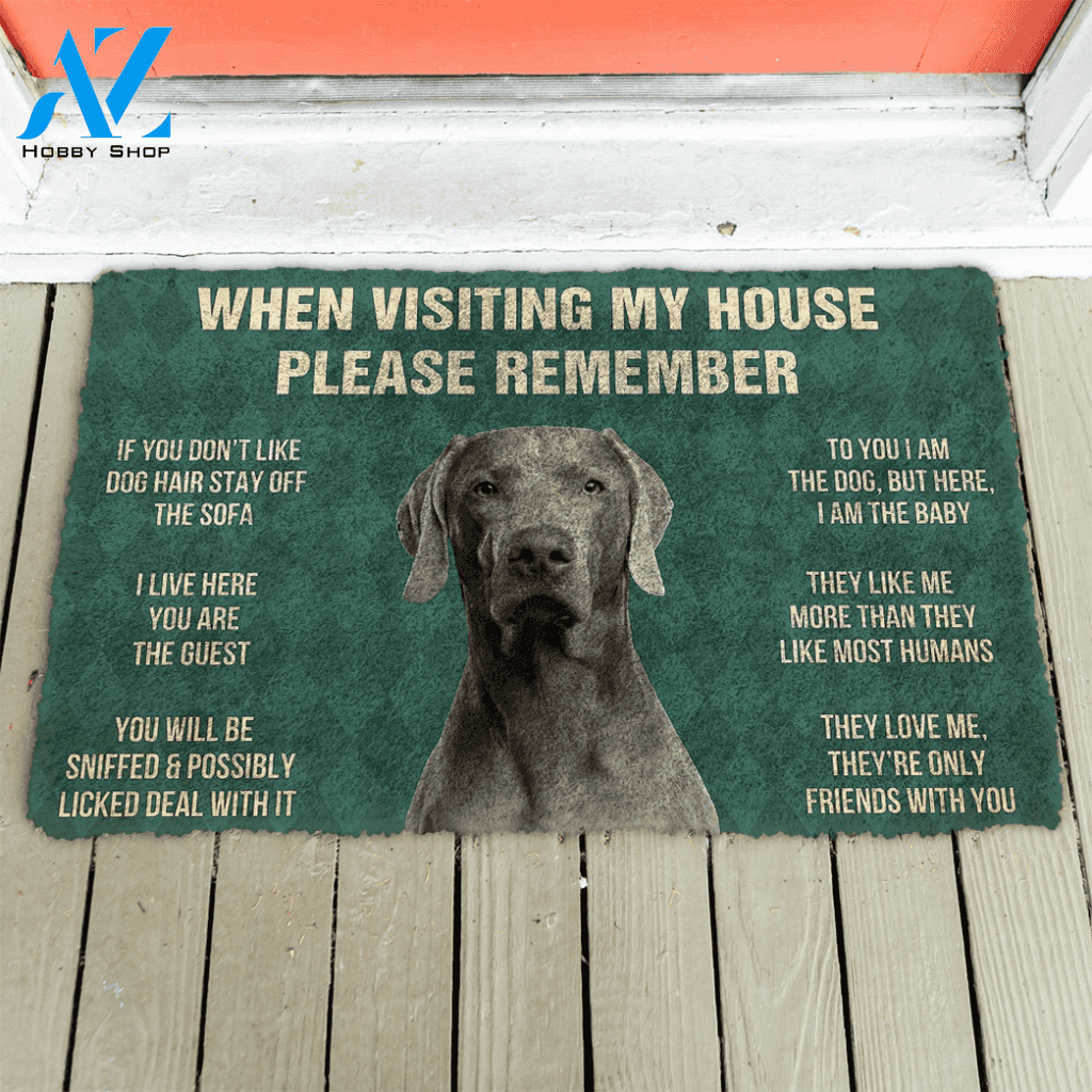 3D Please Remember Weimaraner House Rules Custom Doormat
