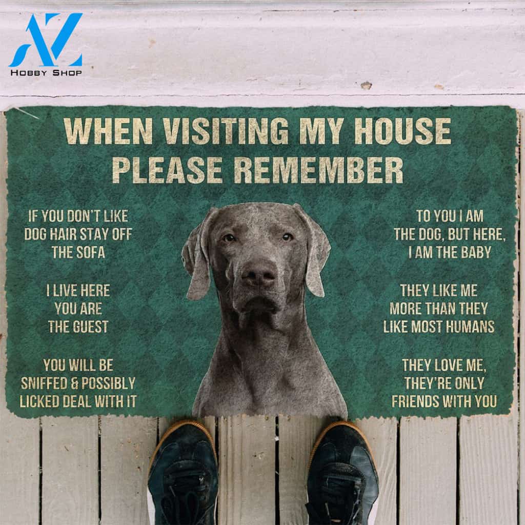 3D Please Remember Weimaraner House Rules Custom Doormat | Welcome Mat | House Warming Gift