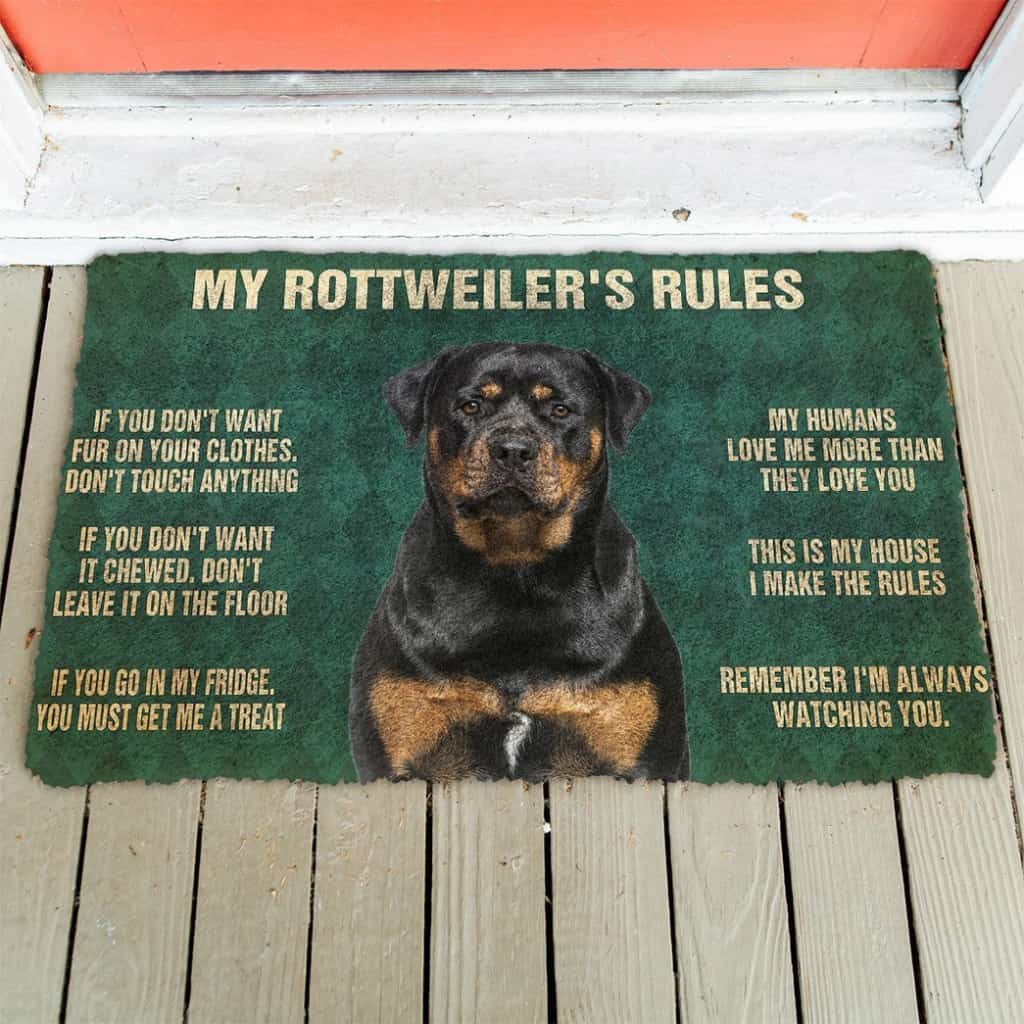3D Rottweiler's Rules Doormat