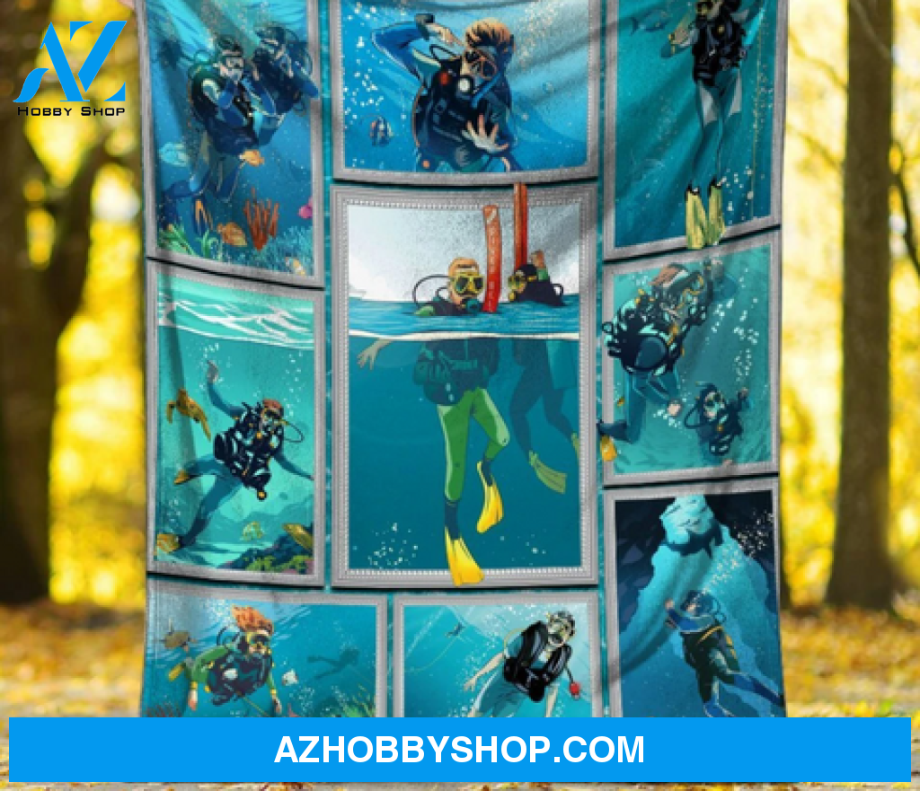 3D Scuba Diving Diver Ocean Blanket Gift For Scuba Diving Lover