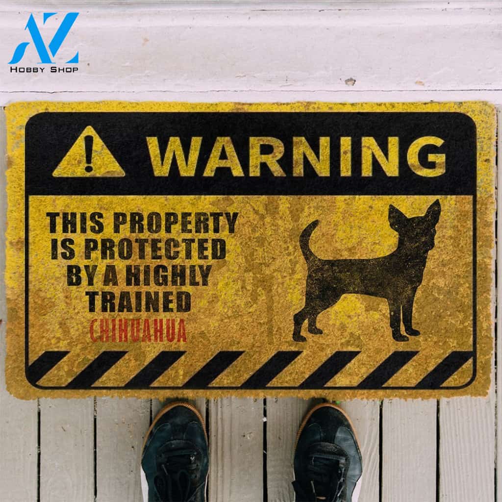 3D This Property Is Protected By A Highly Trained Chihuahua Doormat | Welcome Mat | House Warming Gift