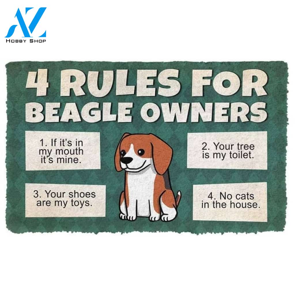 4 Rules For Beagle Owners Doormat Indoor and Outdoor Doormat Warm House Gift Welcome Mat Gift for Friend Family