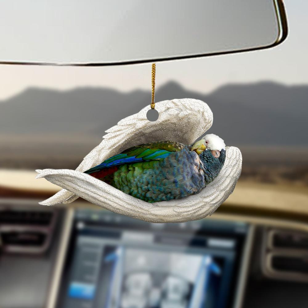 Godmerch- Ornaments- White-Capped Pionus sleeping angel bird lover ornament, Dog Ornaments, Car Ornaments