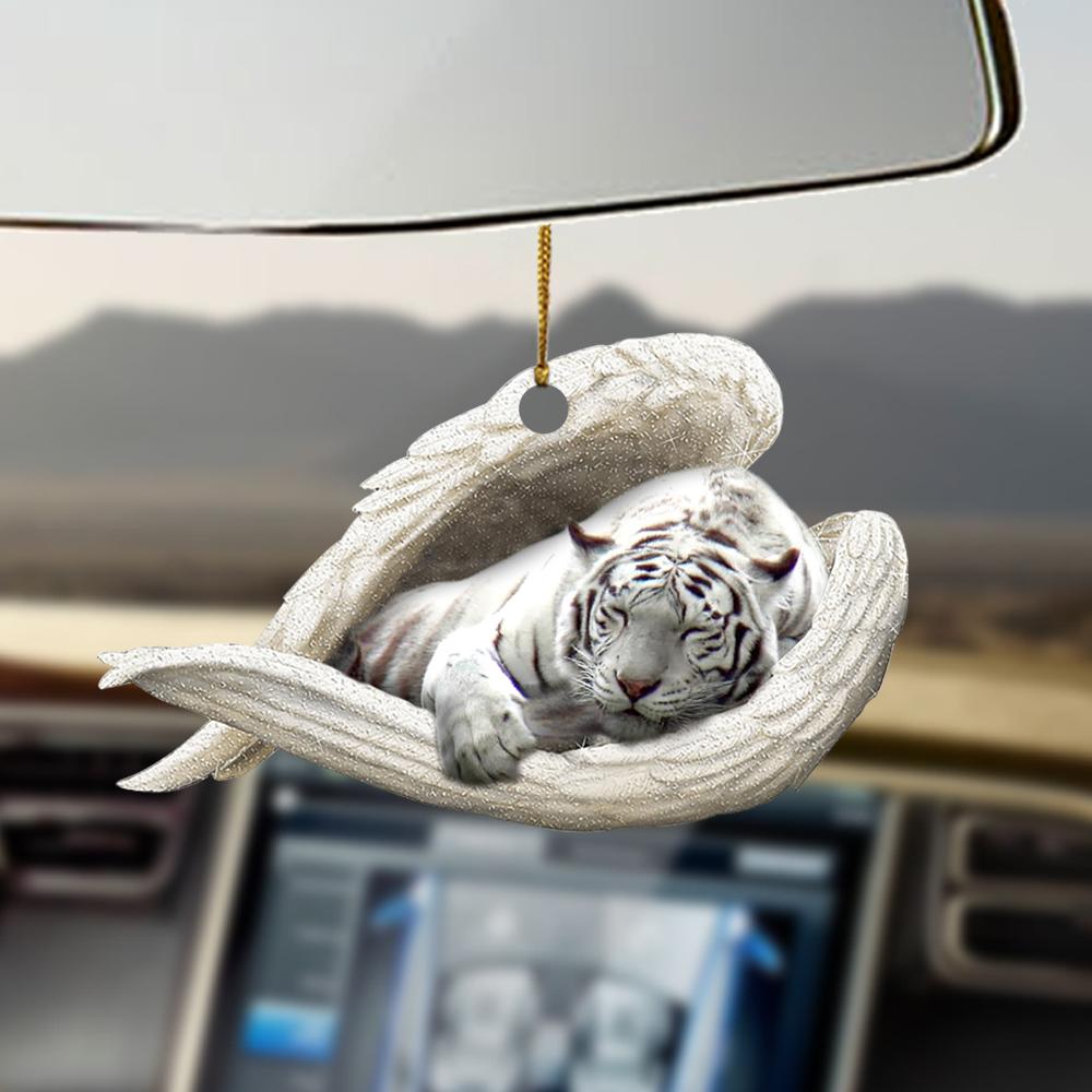 Godmerch- Ornaments- White tiger sleeping angel white tiger lovers ornament, Dog Ornaments, Car Ornaments
