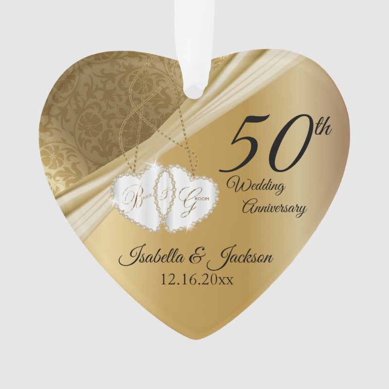 50Th Gold Wedding Anniversary Keepsake Design Ornament