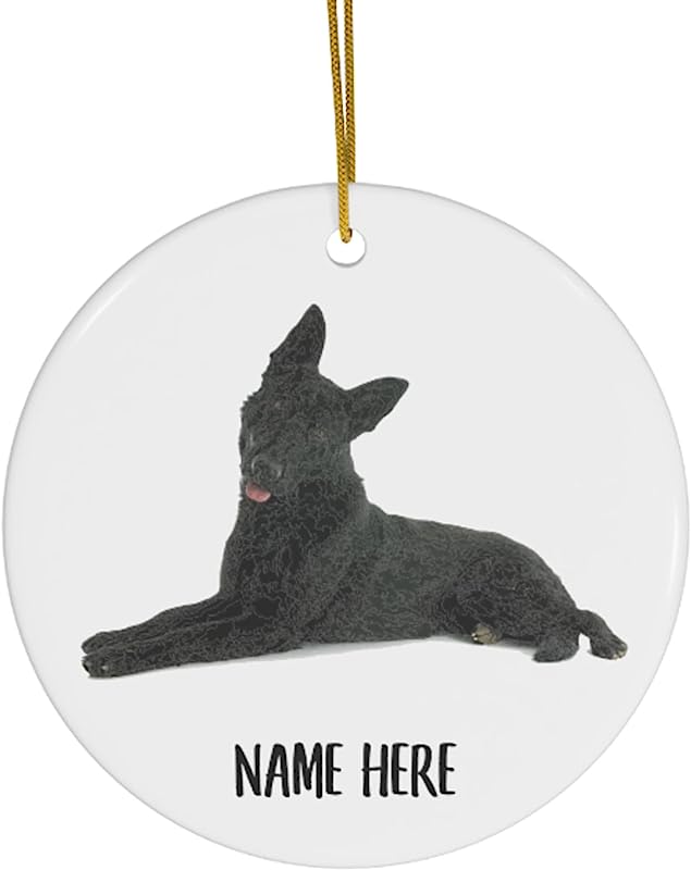 Funny German Shepherd Soild Black Personalized Name Gifts Christmas Tree Ornaments Circle