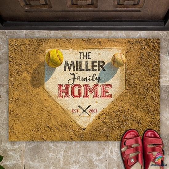 Keepsake For Homes That Love Balls Gift For Softball Gift For Baseball Lover Home Ball Ground Stadium Personalized Non-Slip Rubber Backing Doormat HG