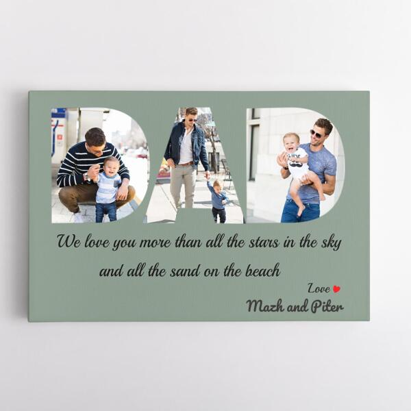 Dad Custom Text and Photo - Personalized Canvas, Canvas Wall Art, Wall Decor Visual Art Fathers, Happy Father's Day, 1st Fathers Day Pg0017