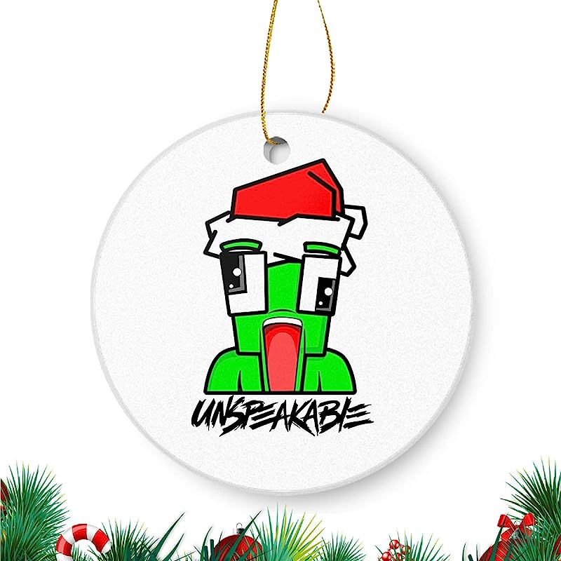 Xmas Funny Christmas Ornament Funny Green Comics Characters Wearing Santa Hat 3" Flat Circle Ceramic Ornament Christmas Tree Ornaments Xmas Keepsake Gifts