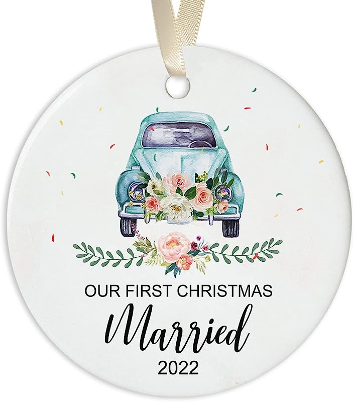 First Christmas Married Ornament - Our First Christmas Married Ornament - Just Married Ornament - Newlywed Gifts For Couples - First Married Christmas Ornament - Wedding Ornament