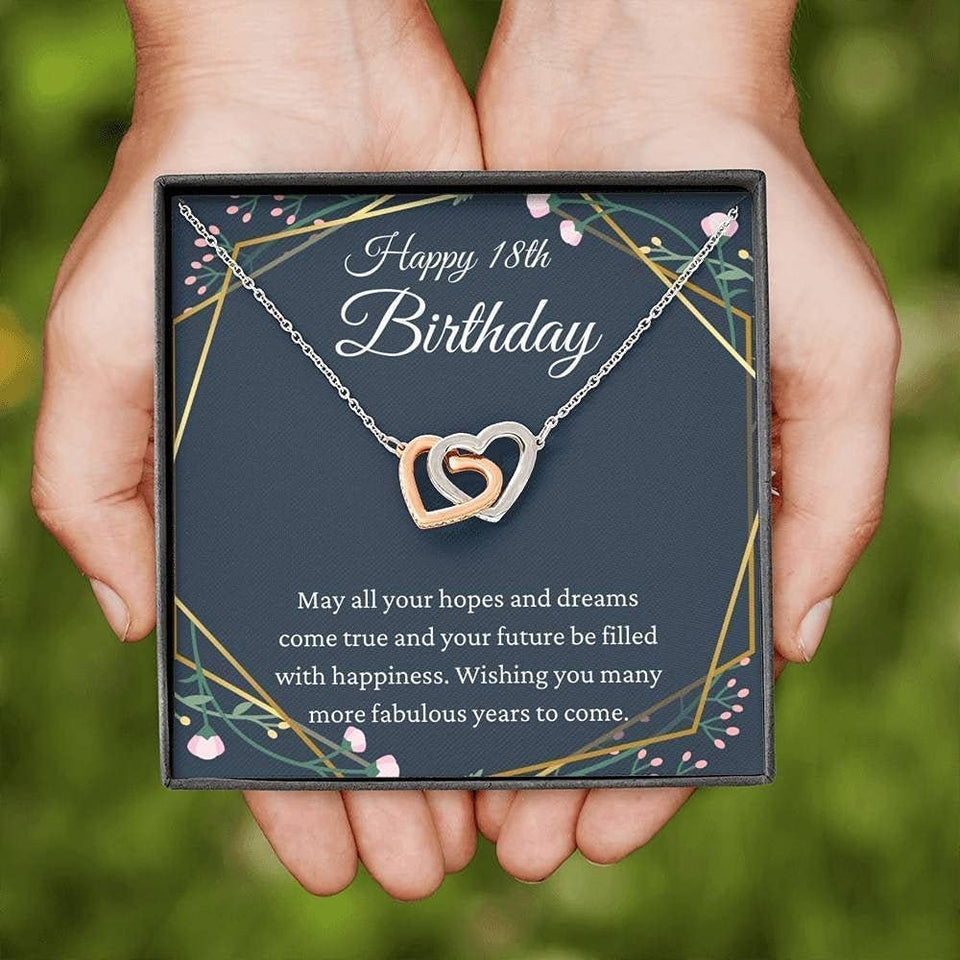 18th Birthday Necklace Interlocking Hearts Necklace 18th For Girls Gift For 18 Year Old Girl 18th Birthday Jewelry