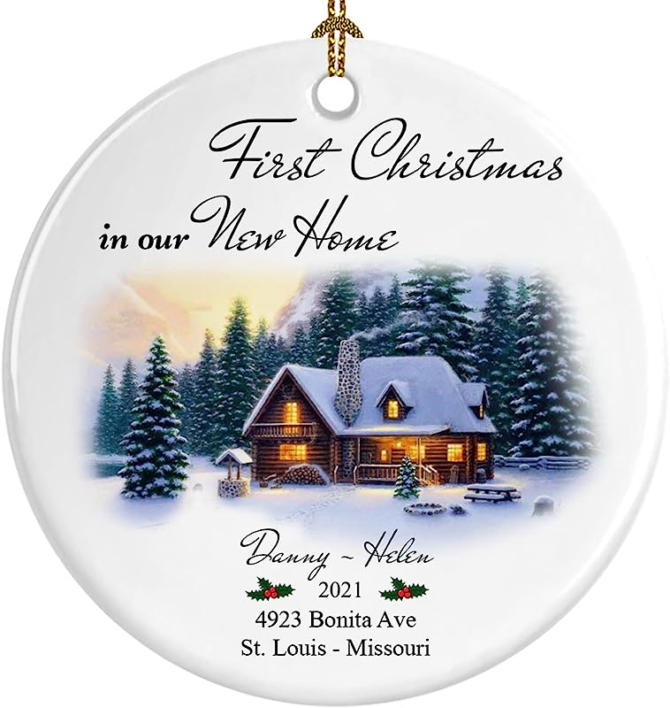 Personalized First Christmas In New Home Ceramic Ornament , Housewarming Keepsake Gift For New House Xmas Tree Decoration, Decorations For New Years (Option 6)