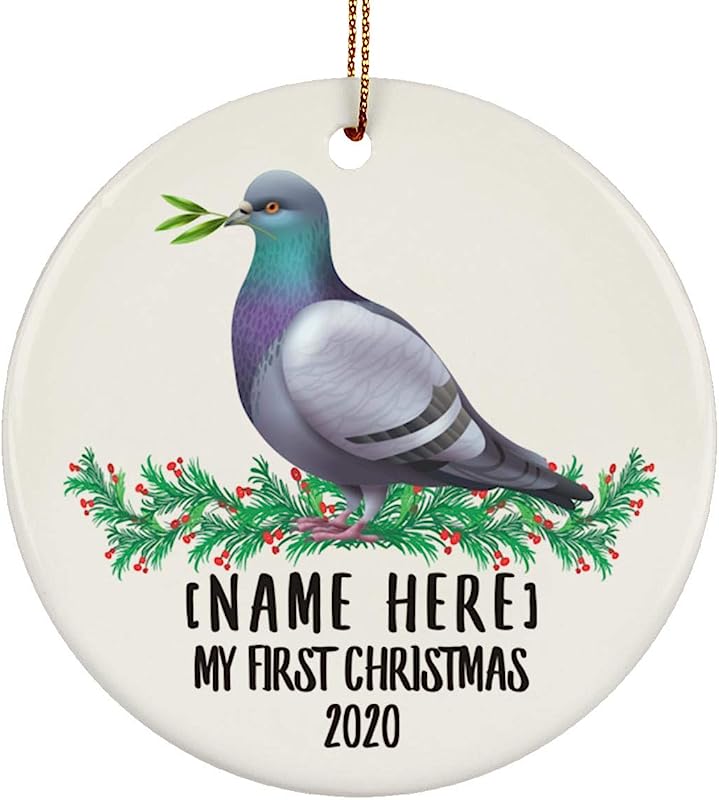 Personalized Name Custom Year Dove Bird New Years 2024 Decorations Gifts First Christmas Tree Ornaments Ceramic Circle