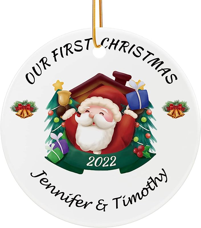 Personalized Couple First Christmas - Custom Name Our 1St Christmas Ornament, Customized Gift For Lovers, Xmas Gifts For Newlyweds, Newly Married, Engaged, Engagement, Anniversary By Bemaystar