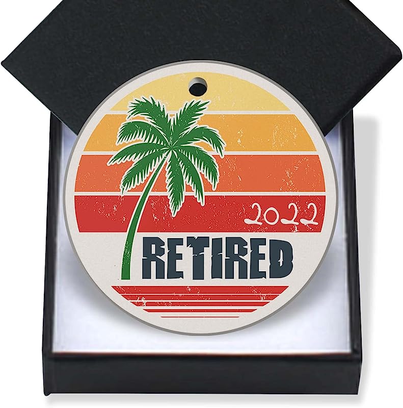 Xiageana Christmas Ornaments Retirement-Retired Gift Dated Keepsake Man Woman Office Company Job Retirement Party Gift Keepsake Present Xmas Tree Decorations Ornament Flat Circle Ceramic 3In