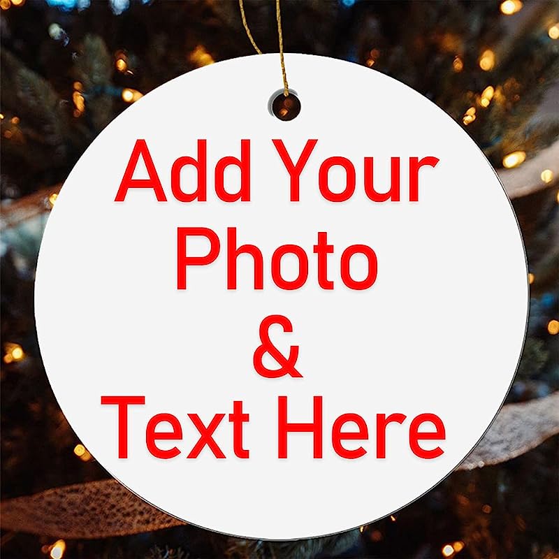 Christmas Ornaments, Two-Side Printed, Personalized Custom Your Photo, Design Text Round Ceramic Ornament, Customized Xmas Decor Decoration Gift For Holiday Wedding Engagement New Home Newly Wed
