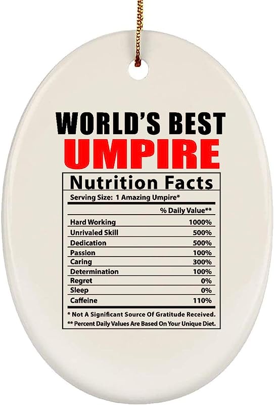 World'S Best Umpire Nutritional Facts Gifts Christmas Tree Ornaments Oval Ceramics