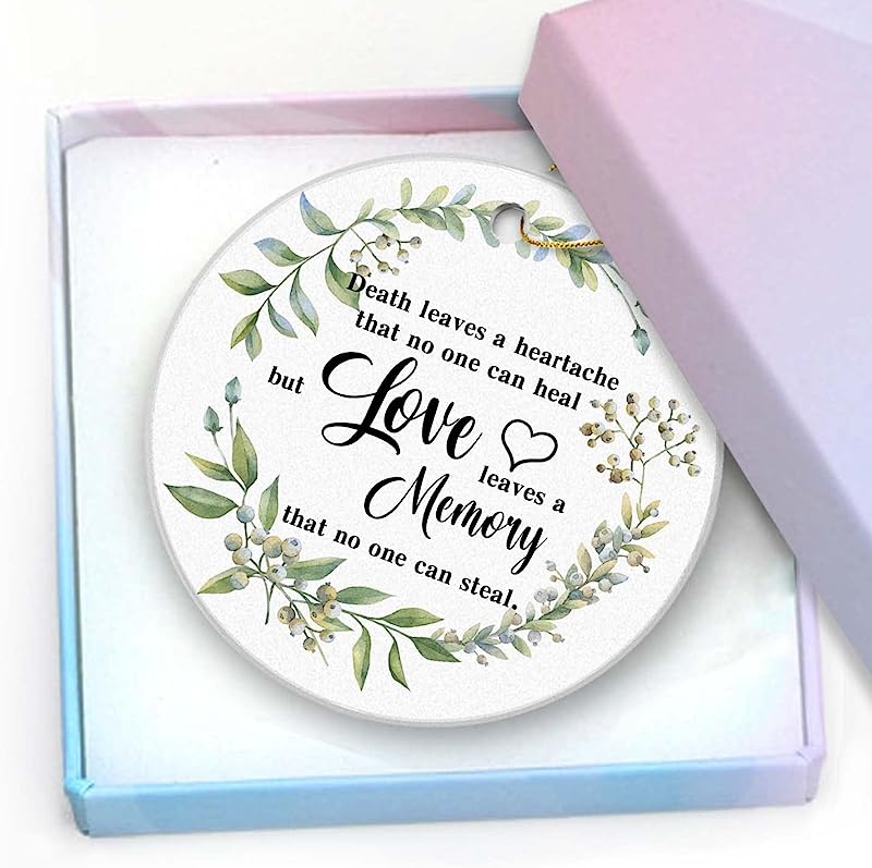 Memorial Gift Ceramic Ornaments -Death Leave A Heartache But Love Leave A Memory Keepsake Memorial Remembrance Lost Of Loved Ones Christmas Ornament Xmas Ornament 3