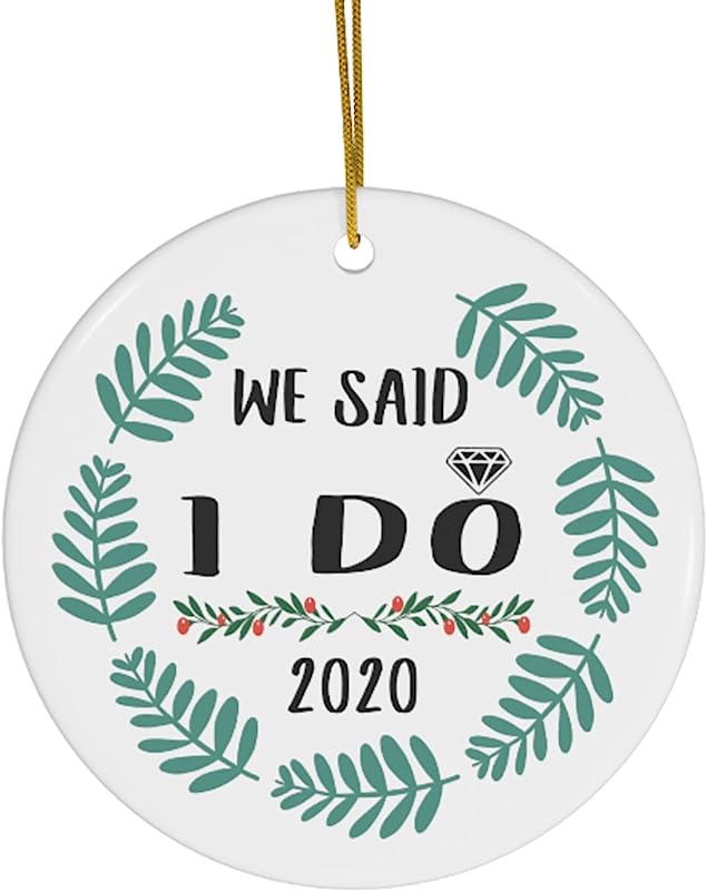 Personalized Name Custom Year We Said I Do Christmas Tree Ornaments Gifts New Years 2024 Decorations Circle Ceramic