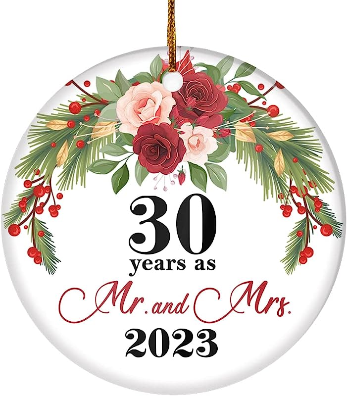 30Th Wedding Anniversary 30 Years As Mr & Mrs Christmas Ornaments Gifts For Couples Husband Wife Holiday Decoration Christmas Tree Ornament Circle