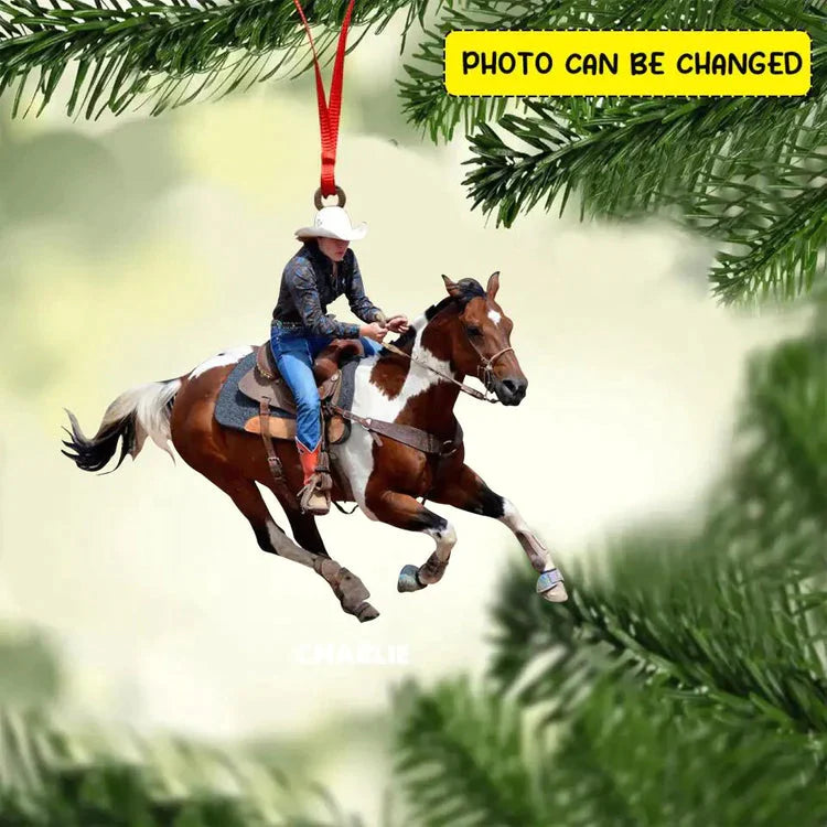 Personalized Horse Lover Upload Photo christmas Ornament Printed